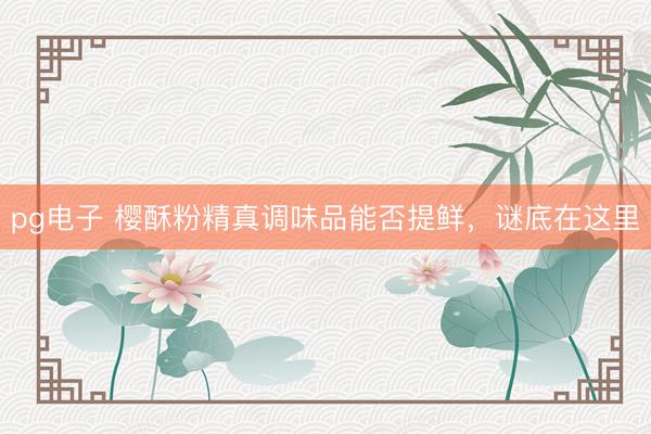 pg电子 樱酥粉精真调味品能否提鲜，谜底在这里